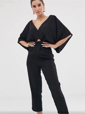 ASOS Black V-Neck Cutout Jumpsuit